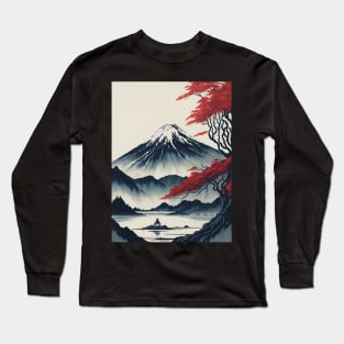 Serene Mount Fuji Sunset - Peaceful River Scenery Long Sleeve T-Shirt